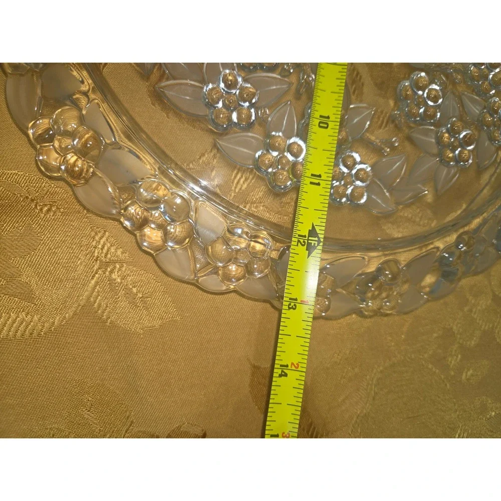 Home Beautiful Germany Crystal Hostess Platter Frosted Floral Embossed  13.5 In